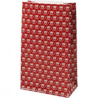 Paper bag, H: 21 cm, size 6x12 cm, 8 pcs, white, red [HOB-25351]