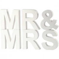 Buchstaben, MR & MRS, H 17,5 cm, Tiefe 4,5 cm, Weiß, 1Set [HOB-25772]