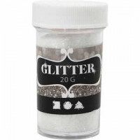 Glitter, D: 35 mm, H 60 mm, Weiß, 20g [HOB-284282]