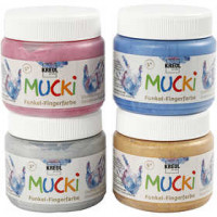 Fingerfarbe - Sortiment, Metallic blau, Metallic Gold, Metallic Silber, Metallic Rosa, 4x150ml [HOB-34750]