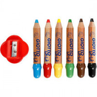 Giotto be-bè Buntstifte, Mine: 6 mm, D: 13 mm, Sortierte Farben, 6Stck., L 10,5 cm [HOB-37294]