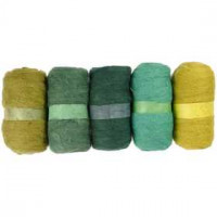 Kardierte Wolle, Grüntöne, 5x100g [HOB-45122]
