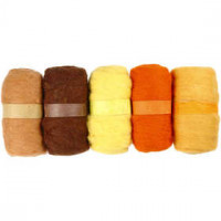 Kardierte Wolle, Goldtöne, 5x100g [HOB-45124]