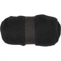 Kardierte Wolle, Schwarz, 100g [HOB-451840]