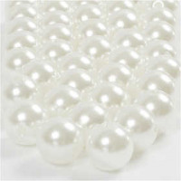Perle aus Kunststoff, Größe 12 mm, Lochgröße 1,2 mm, Perlmutt, rund, 52g, 60 Stck [HOB-51081]