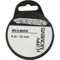 Satinband mit Druck, Weiß, B 10 mm, 8m [HOB-524601]