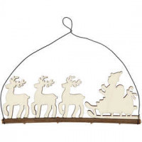 Weihnachtsschmuck, Schlitten mit Rentieren, H 8 cm, B 22 cm, Sperrholz, 1Stck, Tiefe 0,5 cm [HOB-55322]