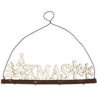 Weihnachtsschmuck, Schriftzug XMAS, H 7 cm, B 22 cm, Sperrholz, 1Stck, Tiefe 0,5 cm [HOB-55323]