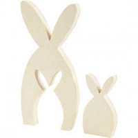 2in1 - Holzfigur, Hasen, H 11,5+24,5 cm, B 6,5+11,5 cm, Sperrholz, 1Set, Tiefe 2 cm [HOB-56133]