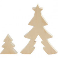 2in1 - Holzfigur, Weihnachtsbäume, H 8+20 cm, B 6,5+14,5 cm, Sperrholz, 1Set, Tiefe 2 cm [HOB-56135]