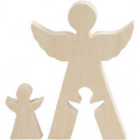 2in1 - Holzfigur, Engel, H 7,8+20 cm, B 4,5+14,3 cm, Sperrholz, 1Set, Tiefe 2 cm [HOB-56136]