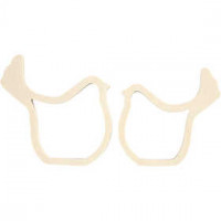 Holzvögel, H 9+9,5 cm, B 8,5+9,5 cm, Sperrholz, 1Set, Tiefe 1,2 cm [HOB-56149]