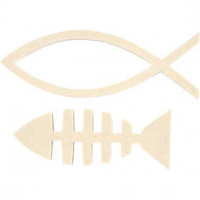 Holzfische, H 4,5+5,5 cm, B 12,5+15,8 cm, Sperrholz, 1Set, Tiefe 1,2 cm [HOB-56150]