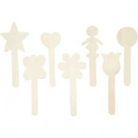 Lolly-Figuren mit Köpfchen, H 15 cm, Birke, 7Stck. [HOB-564862]