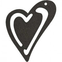 Asymmetrisches Herz, Schwarz, Größe 55x45 mm, Stärke: 2 mm, 10Stck. [HOB-599102]