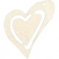 Asymmetrisches Herz, Weiß, Größe 25x22 mm, Stärke: 1,7 mm, 20Stck. [HOB-599201]