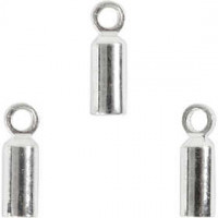 Endkappen, D: 2 mm, L 8 mm, Versilbert, 10Stck. [HOB-604910]