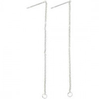 Stud Earrings, L: 70 mm, 1 pair, silver-plated [HOB-61047]
