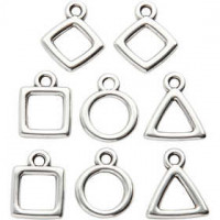 Schmuckanhänger, L 12 mm, B 12 mm, Versilbert, 8Stck., Lochgröße 2 mm [HOB-61180]