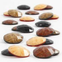 Cabochons, D: 14 mm, Stärke: 4 mm, 24 sort., Brauntöne [HOB-68017]