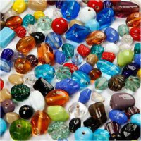 Glasperlen-Mix, Größe 7-18 mm, Lochgröße 1 mm, Sortierte Farben, 1000g [HOB-68414]