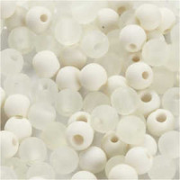 Kunststoffperlen, D: 6 mm, Lochgröße 2 mm, Creme, 40g, ca. 150 Stck [HOB-69588]