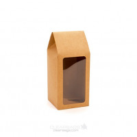 Kraft Tapered Tote Box with Window 8,9 x 8,9 x 21,6cm (25 Pieces) [FS321]