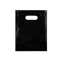 Polytragetaschen Schwarz 22,9x30,5cm 60 Mikron LDPE (100 Stück) [H912BK1]