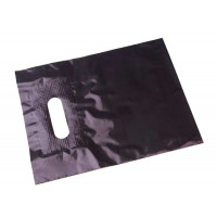 Polytragetaschen Schwarz 20,3x25,4cm extra starke Griffe - PE 45 Mikron (50 Stück) [H810BK4]
