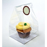 Beutel-Set für 1 Cupcake 10,2x10,2x17,8cm mit Bodenblatt (100 Stück) [CBG4]