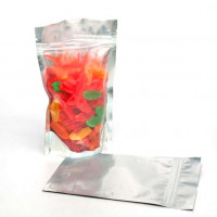 Standbodenbeutel Transparent/Silber 12x7,5x18,5cm | 114 Gramm (100 Stück) [ZBGS46]