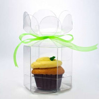 Klarsichtschachteln für 1 Cupcake Blumenspitze 9,5x9,5x10,2cm (100 Stück) [CBS212]