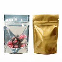 Standbodenbeutel Transparent/Gold 14,6x7,9x23cm | 170 Gramm (100 Stück) [ZBGG58]