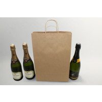 Papiertragetaschen für Flaschen Braun 26x8x39cm + Teiler Karton Kraft 110 g/m (50 Stück) [PAWF2639]