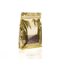 Shimmer Gold Box Bottom Zipper Pouches w/Window 12.7 x 4.4 x 16.5cm (100 Pieces) [SQMS3SG]  