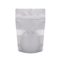 Standbodenbeutel Reispapier Silber 10,2x6x15,2cm | 57 Gramm mit Fenster (100 Stück) [ZBGR2S]